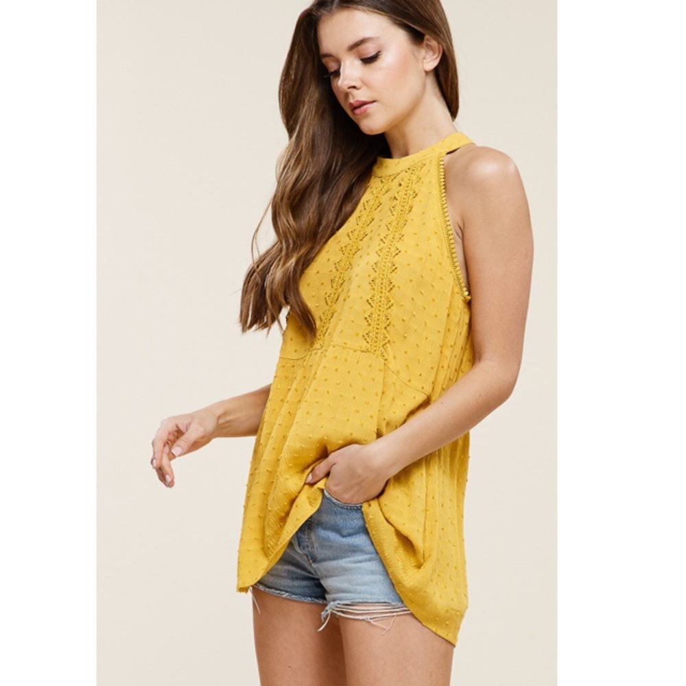Rosie Halter Neck Mustard Tank - Picture 2 of 6